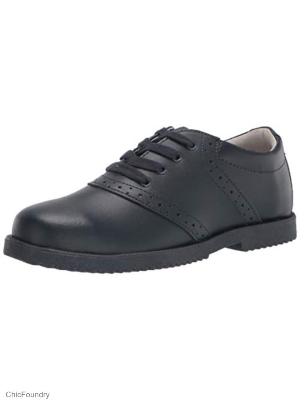 Women's Classic Saddle Oxford Shoes Lug Sole Leather Lace-Up Uniform